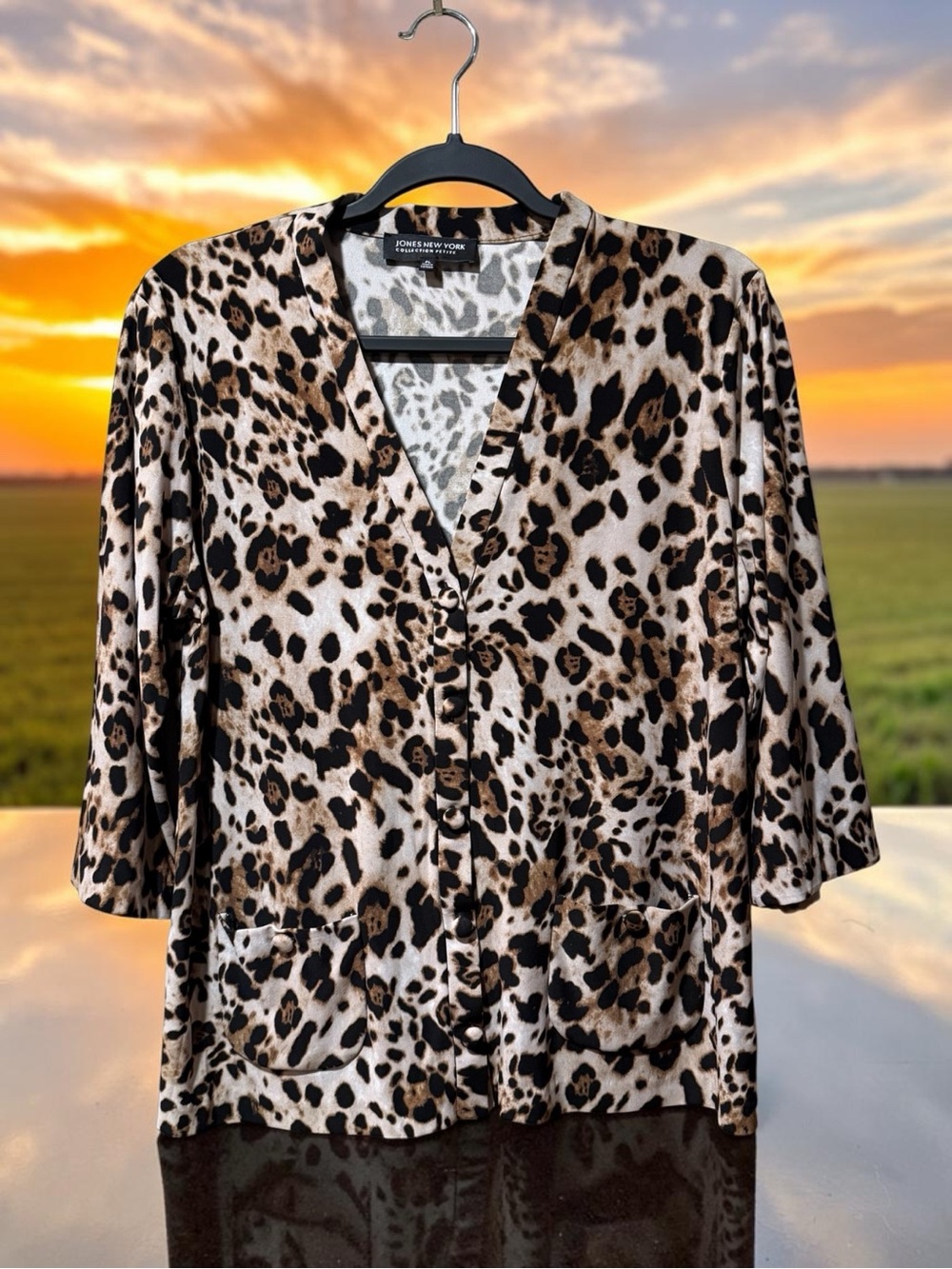 Jones New York Leopard Print Cardigan Top